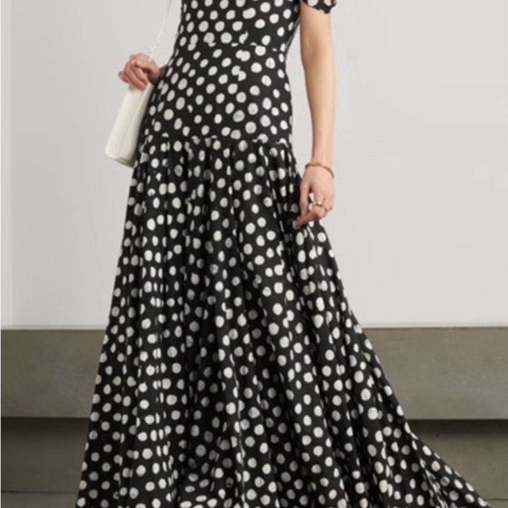 Strapless polka dot maxi dress